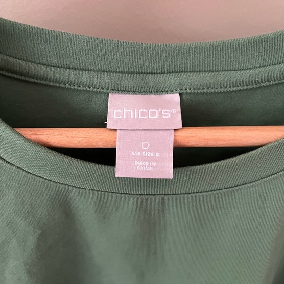 Chico’s Knit And Woven Tiered-Sleeve Top size 0 Small / Medium Envy Green - Picture 8 of 8